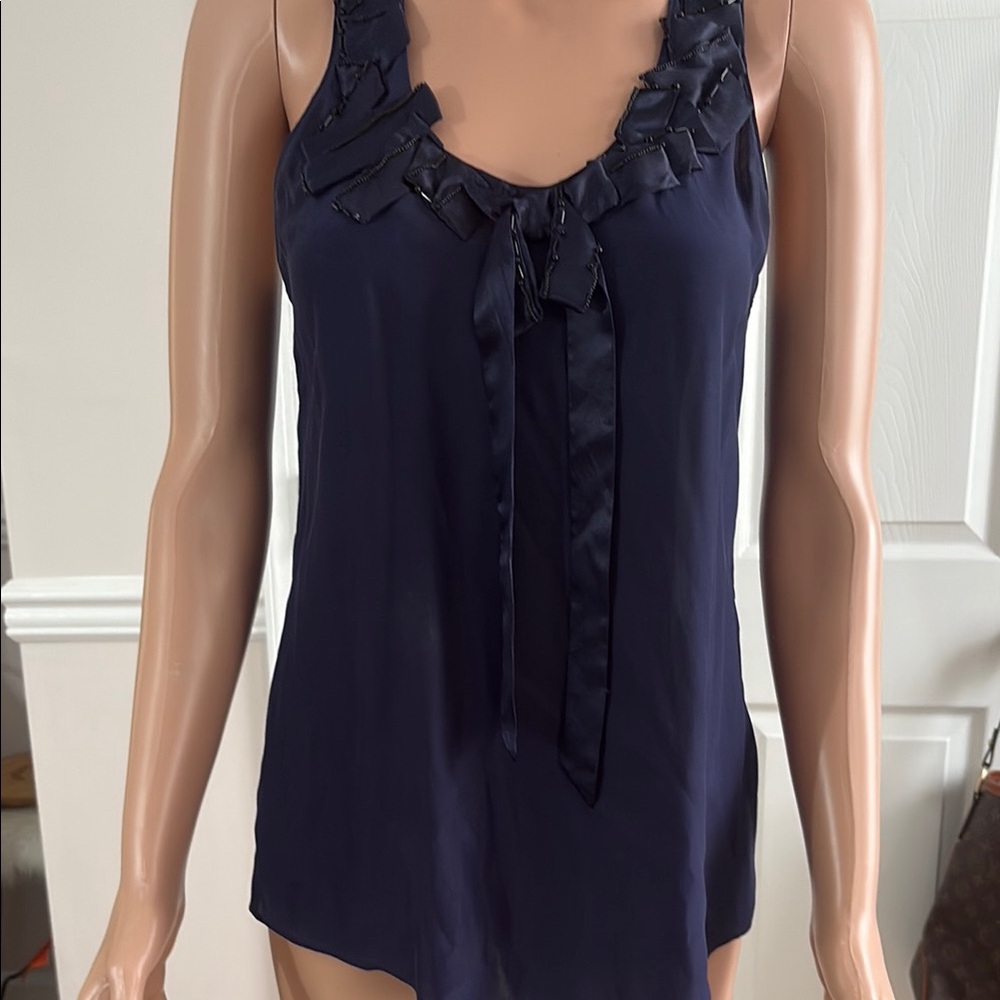 Banana Republic Blue Ruffled Tie Front Tank Top - Picture 5 of 8